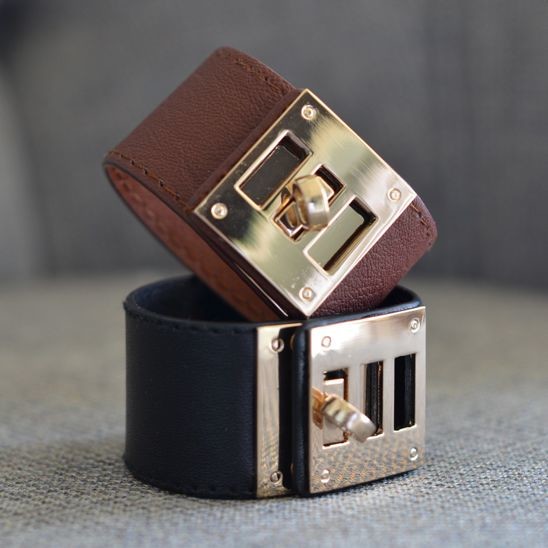 Leather and Gold Cuff